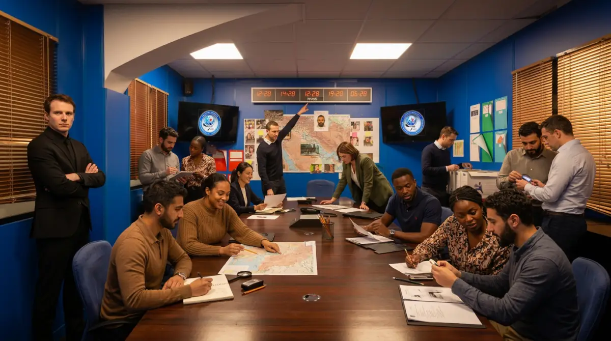 Une équipe en team building dans la cellule de crise du Bureau des Légendes